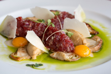 beef tartar in a restaurant
