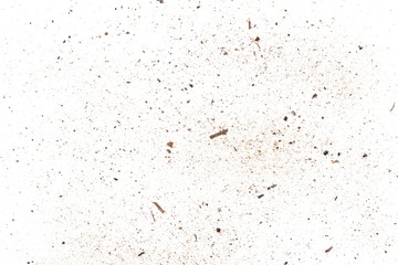 Dirt, soil dust isolated on white background, top view