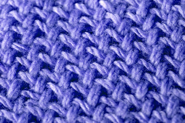 青紫の模様編みニット編み地のテクスチャ　パターン