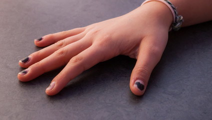 Women beauty fingernails relaxing studio