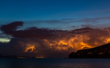 Fototapeta premium Lightning storm, Mimice, Omis, Dalmatia, Croatia