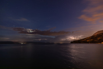 Fototapeta na wymiar Lightning storm, Mimice, Omis, Dalmatia, Croatia