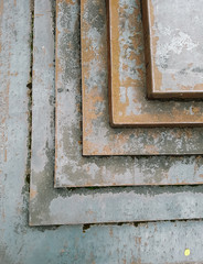 iron sheets stacked on top of each other, rusty iron.