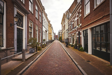Empty street in the historical district of Utrecht