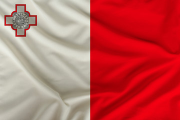 horizontal color national flag of the modern European state of Malta, beautiful silk, concept of tourism, economy, politics, emigration, independence day, copy space, template