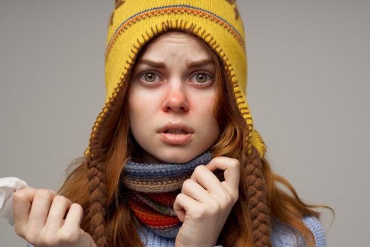 portrait of young woman in winter hat