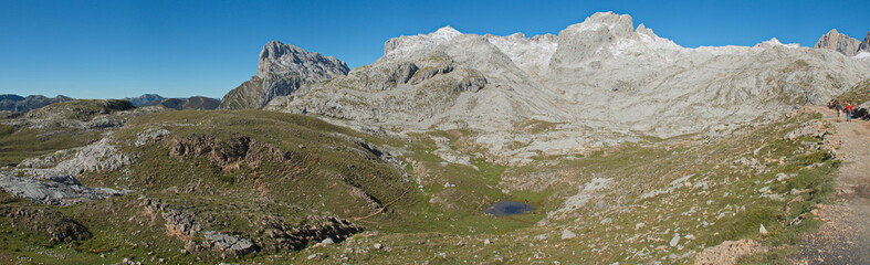 Panoramic view of Picos de Europa from the trail Puertos de Aliva in Cantabria,Spain,Europe