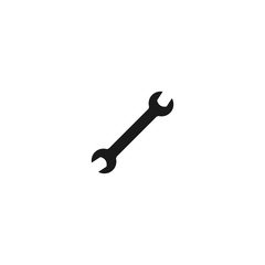 Black wrench or spanner silhouette icon isolated on white. house repair tool.
