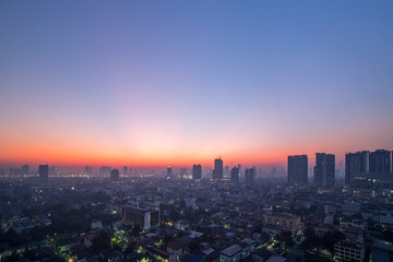 Naklejka na ściany i meble morning time view of Bangkok city, Thailand