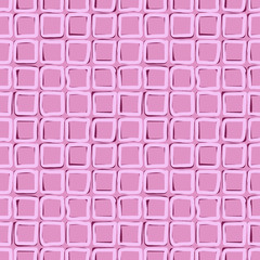 Squares - seamless pattern. Hand-drawn pink squares of irregular shape. For embossed texture or background of fabrics, paper, computer games, applications, etc.