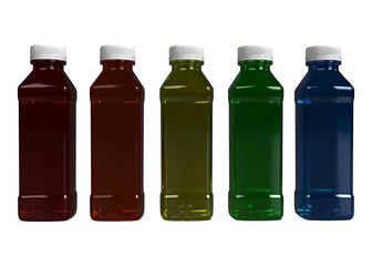 Volumetric bottles isolated on white background, 3D render.