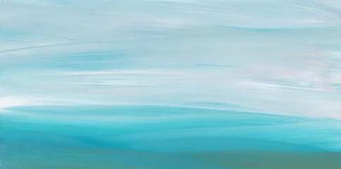 Fotobehang Abstract background painting, white and blue gradient texture. Brush strokes on paper. Contemporary oil art. © Kseniya