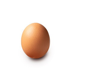 Single brown chicken egg isolated on white background cutout