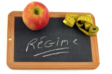 Regime écrit sur une ardoise d'école