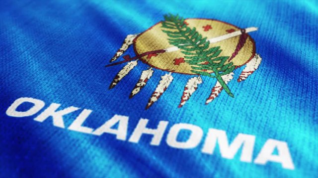 USA State Oklahoma flag is waving 3D rendering.