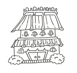 Japanese house. Lineworks for design - cards, web and games.