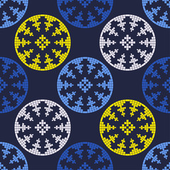 Snowflakes. Seamless knitted pattern. A warm sweater. Vector illustration for web design or print.