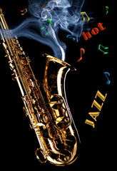 Fototapeta na wymiar Saxophone, hot jazz