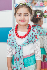 Happy portrait of cute preschool little girls