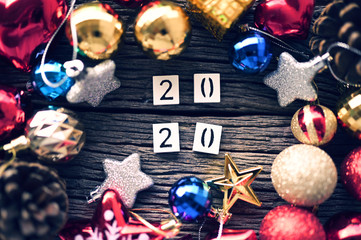 2020 text Numbers with Concept Christmas and New Year 2020