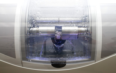 CAD CAM dental computer for prosthesis and crowns milling. Machine making ceramic tooth