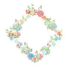 Set of high quality hand painted   elements for your design with succulent plants.Perfect for your project,wedding,greeting card,photos,blogs,wreaths,pattern and more