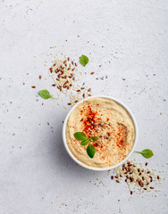 Overhead shot of hummus