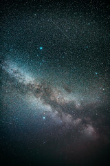 Real Night Sky Stars With Milky Way Galaxy. Natural Starry Sky Colorful Background