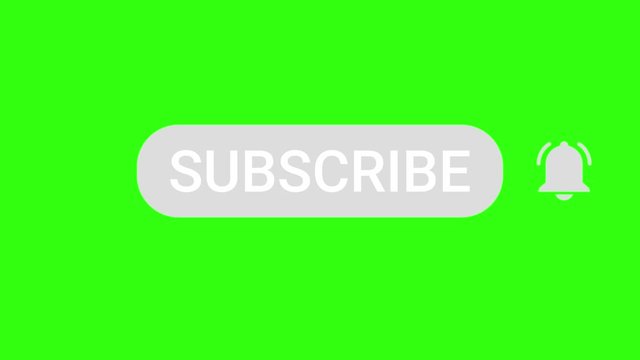 Subscribe Button and Bell Notification on Green Screen. 4K resolution. 