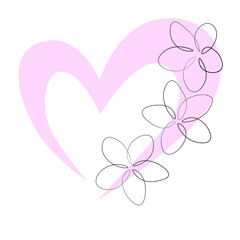 Heart with Flower Art Vector Illustration