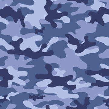  Military blue camouflage. Pattern for hunting and fishing. Vector.