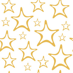 Hand-drawn seamless pattern for New Year and Christmas greeting cards, posters, labels and other designs. Doodle vector illustration, stars seamless pattern