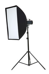 Studio lighting with softbox isolated on white background