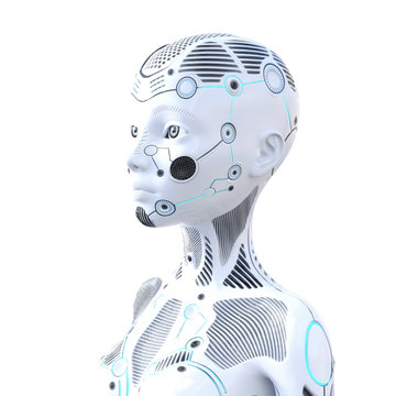 Digital 3D Illustration of a female Cyborg