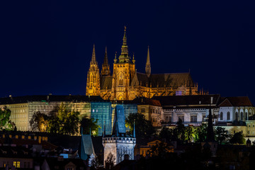Fototapeta na wymiar Amazing night view on castle of Prague in Czech