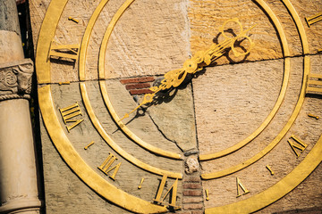 Tbilisi, Georgia. Close Up Details Of Famous Rezo Gabriadze Marionette Theater Clock Tower On Old City. Puppet Theater Museum In Tbilisi, Georgia, Caucasus, Asia. Clock Face
