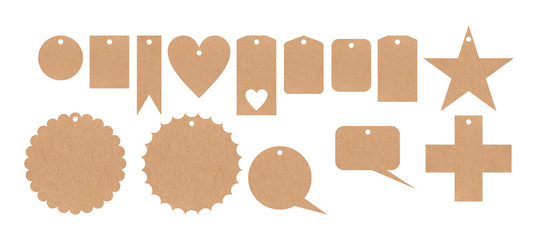 Beige recycled price cards variety against white background, illustration