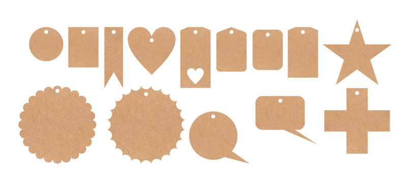 Beige recycled price cards variety against white background, illustration