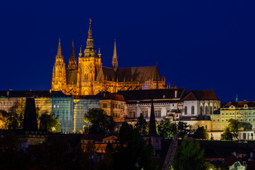 Amazing night view on castle of Prague in Czech