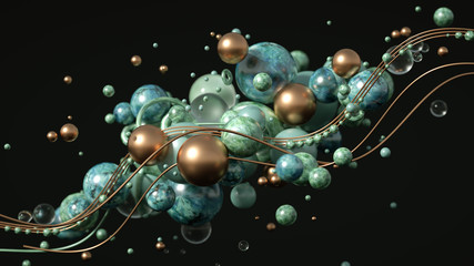 Beautiful, elegant, abstract background with metal and the texture of stone, marble and granite. 3d illustration, 3d rendering.