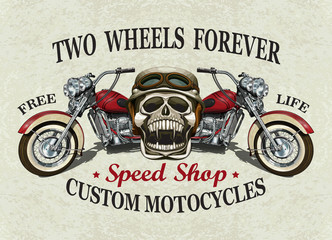 Vintage custom motorcycle poster , t-shirt print.	