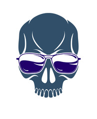 Urban stylish skull vector logo or icon, aggressive criminal scull tattoo, gangster style.