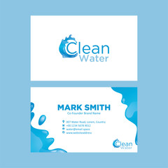 Clear Water bussiness card template, blue bussiness card