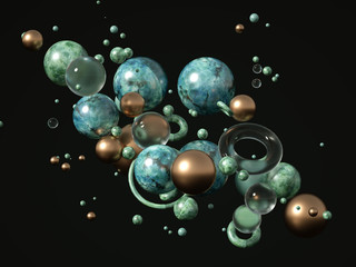 Beautiful, elegant, abstract background with metal and the texture of stone, marble and granite. 3d illustration, 3d rendering.