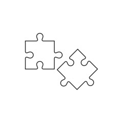 Puzzle black line icon. Vector symbol in flat style on white background. 