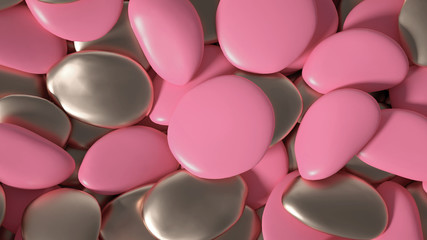 Beautiful background with beads, particles and simulation. 3d illustration, 3d rendering.