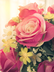 Fototapeta na wymiar beautiful pink vintage roses bouquet flowers