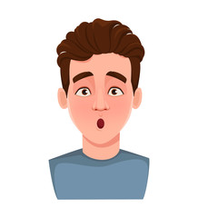 Face expression of handsome man, surprised