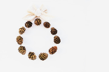 Creative plastic free festive garland, top view, flat lay, minimal style.