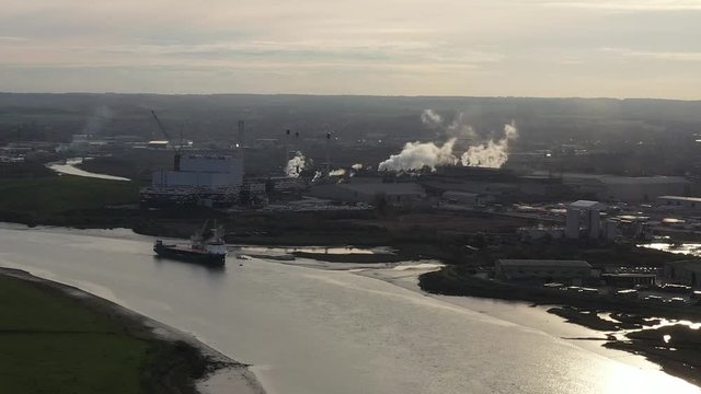 Wide aerial view of Kemsley Industry in Kent, UK